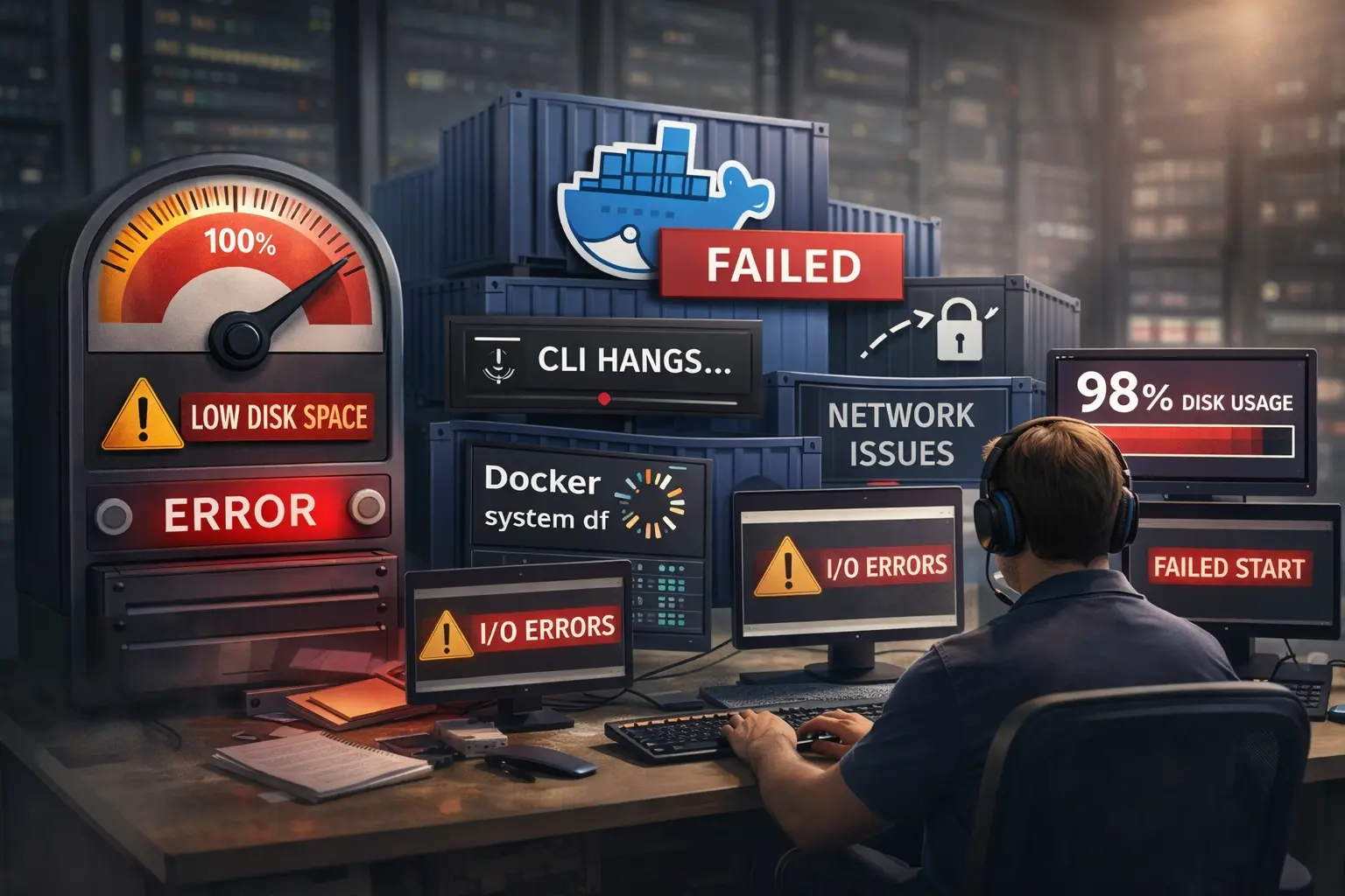 Incident Report: Docker Service Degradation Due to Disk Exhaustion